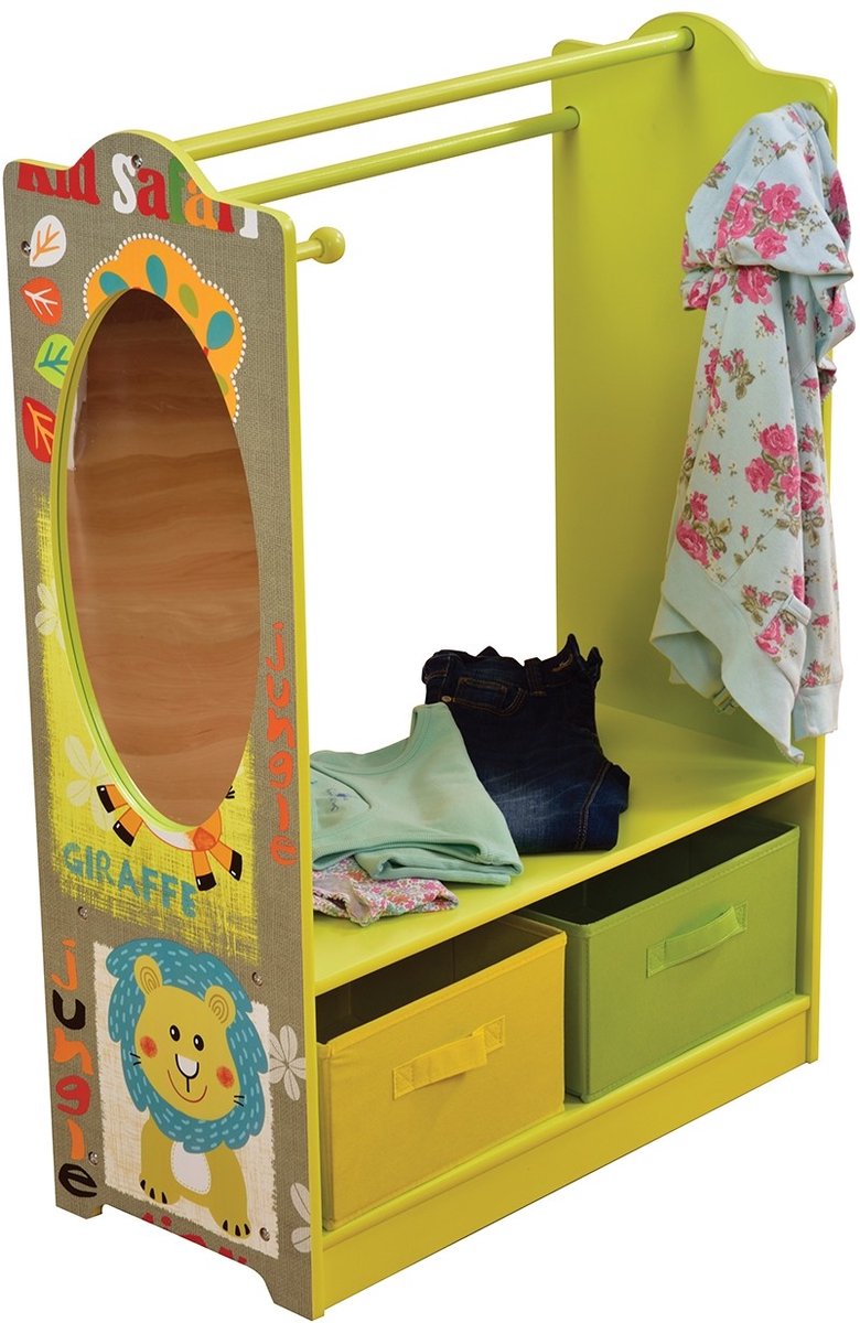 Kledingkast voor kinderen - Dress up- Hout - met Spiegel - Safari