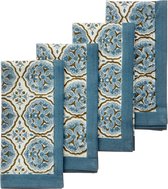 Bungalow set van 4 katoenen servetten Kamal Topaz | 45 x 45 cm