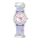 Kinderhorloge Eenhoorn/Unicorn - Lila | Kunststof/Plastic |  Ø 20 mm | Fashion Favorite