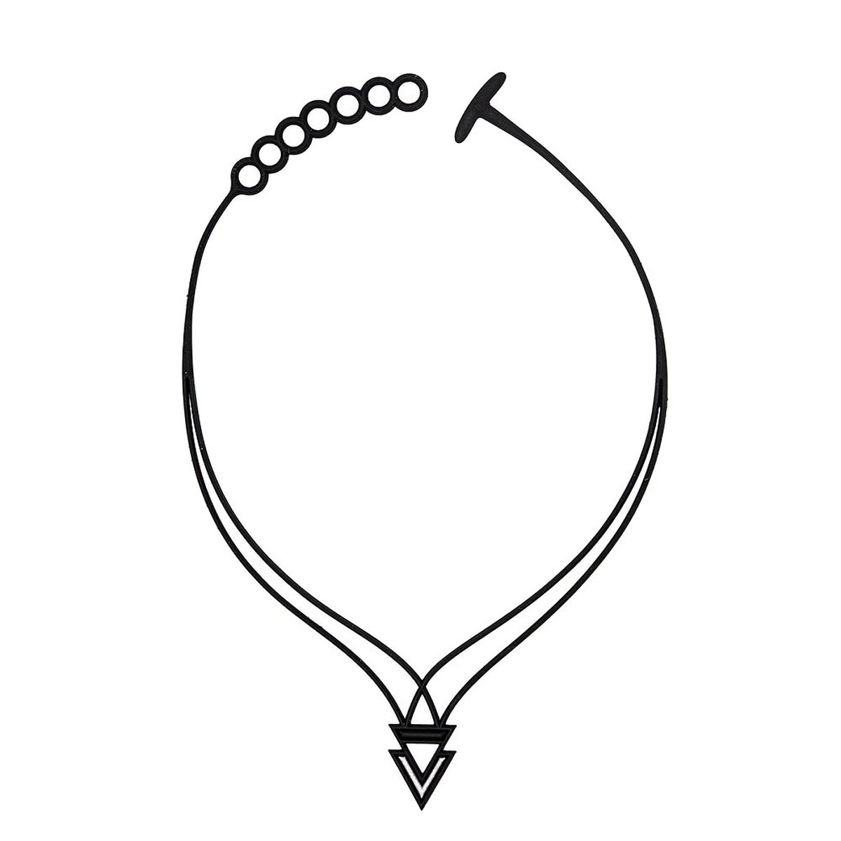 Batucada - Bermudes - Collier van Plantaardige Oorsprong en Hypoallergeen - Vrouwen Ketting met driehoek – Antiallergisch halsketting - Zwart – Zilver - lengte 40/45 cm – effect Tattoo - ziet er uit als Rubber