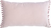 Mistral Home - Sierkussen - 50x30 cm - katoen velvet - met rits en binnenkussen  - fluweel - pompons - Roze
