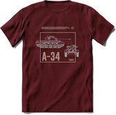 A34 Comet leger T-Shirt | Unisex Army Tank Kleding | Dames / Heren Tanks ww2 shirt | Blueprint | Grappig bouwpakket Cadeau - Burgundy - S