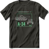 A34 Comet leger T-Shirt | Unisex Army Tank Kleding | Dames / Heren Tanks ww2 shirt | Blueprint | Grappig bouwpakket Cadeau - Donker Grijs - XL