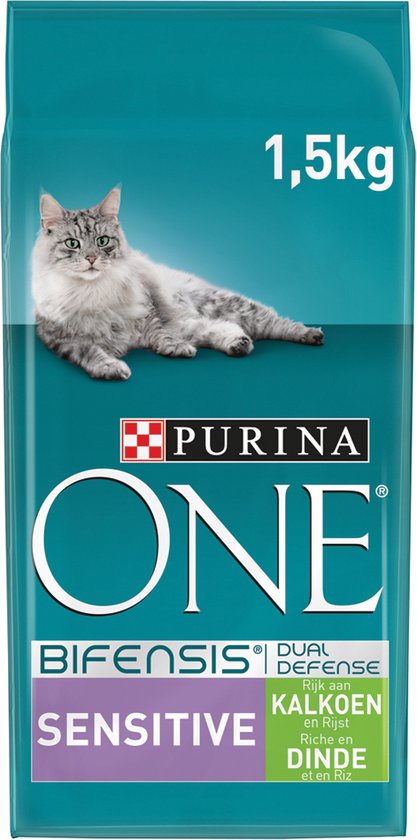 Purina ONE Sensitive - Kattenvoer - Kalkoen & Rijst - 3 x 1.5kg | bol.com