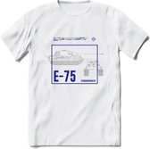 E75 leger T-Shirt | Unisex Army Tank Kleding | Dames / Heren Tanks ww2 shirt | Blueprint | Grappig bouwpakket Cadeau - Wit - XL