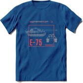 E75 leger T-Shirt | Unisex Army Tank Kleding | Dames / Heren Tanks ww2 shirt | Blueprint | Grappig bouwpakket Cadeau - Donker Blauw - S