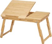 Laptoptafel - Laptop Standaard - Bamboe tafel - Ontbijt in bed - Tekentafel - Opslagruimte - In hoogte verstelbaar - Bedtafel - Lades- Bamboe - LLD01N