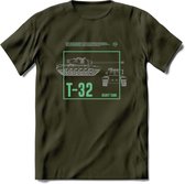 T32 Heavy tank leger T-Shirt | Unisex Army Tank Kleding | Dames / Heren Tanks ww2 shirt | Blueprint | Grappig bouwpakket Cadeau - Leger Groen - XXL