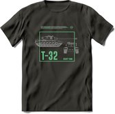 T32 Heavy tank leger T-Shirt | Unisex Army Tank Kleding | Dames / Heren Tanks ww2 shirt | Blueprint | Grappig bouwpakket Cadeau - Donker Grijs - M