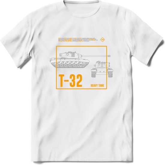 T32 Heavy tank leger T-Shirt | Unisex Army Tank Kleding | Dames / Heren Tanks ww2 shirt | Blueprint | Grappig bouwpakket Cadeau - Wit - XXL