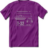 T32 Heavy tank leger T-Shirt | Unisex Army Tank Kleding | Dames / Heren Tanks ww2 shirt | Blueprint | Grappig bouwpakket Cadeau - Paars - XL