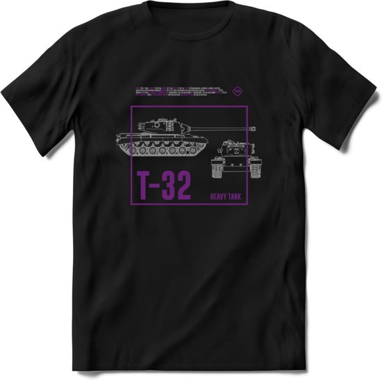T32 Heavy tank leger T-Shirt | Unisex Army Tank Kleding | Dames / Heren Tanks ww2 shirt | Blueprint | Grappig bouwpakket Cadeau - Zwart - S