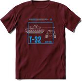 T32 Heavy tank leger T-Shirt | Unisex Army Tank Kleding | Dames / Heren Tanks ww2 shirt | Blueprint | Grappig bouwpakket Cadeau - Burgundy - L