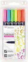 Fudenosuke brush pen hard set neon 6 stuks