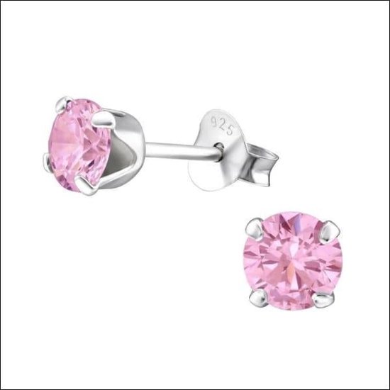 Aramat jewels ® - Bling oorbellen zirkonia roze 925 zilver 5mm