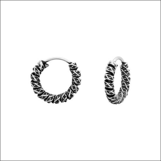 Aramat jewels ® - Echt Zilveren Bali oorringen Emmen 10mm geoxideerd
