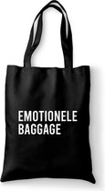 Katoenen tas - Emotionele baggage. - canvas tas - katoenen tas met tekst - schoudertas zwart
