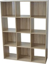 CaliCosy - Opbergplank met 12 vakken - Houtlook - L92.1  x B29.5  x H123  cm