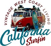 Surfen Surfing Calafornia Strijk Applicatie Small 9.2 cm / 7.7 cm / Rood Blauw
