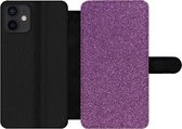 Bookcase Geschikt voor iPhone 12 telefoonhoesje - Glitter - Roze - Design - Abstract - Met vakjes - Wallet case met magneetsluiting