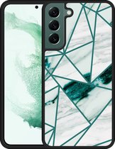 Galaxy S22+ Hardcase hoesje Polygon Marmer Groen - Designed by Cazy