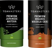 Teamasters giftbox Matcha en Chai - Japanese - Matcha - 30 gram - Thee - Matcha thee - poederthee - Detox - Healthy and Organic - Organic Masala Chai 120 gram - Indiase Kruidenthee