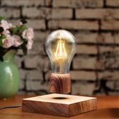 Zwevende lamp - Magnetisch - Tafellamp - Bureaulamp - Wooden design - Donkerbruin