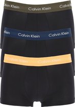 Calvin Klein low rise trunks (3-pack) - lage heren boxers kort - zwart met gekleurde tailleband -  Maat: XL