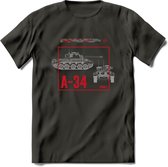 A34 Comet leger T-Shirt | Unisex Army Tank Kleding | Dames / Heren Tanks ww2 shirt | Blueprint | Grappig bouwpakket Cadeau - Donker Grijs - M