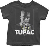 Tupac - Praying Kinder T-shirt - Kids tm 2 jaar - Zwart