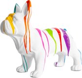 Franse Bulldog Beeld Wit Drip Trash 45cm uit Polyresin Popart - FourDomus