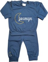 Pyjama met naam - Gouden maantje+naam - 56/62 - Kinderpyjama - babypyjama