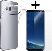 Foonig Silicone Hoesje Transparant + Screenprotector - Geschikt Voor Samsung Galaxy S8 plus