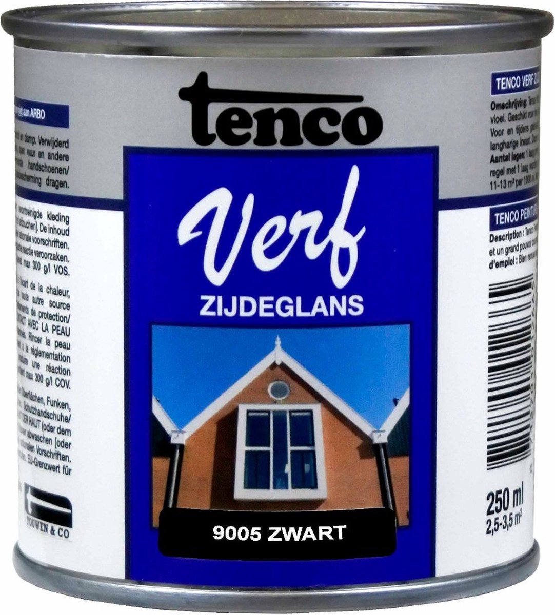 Tenco verf zijdeglans zwart (RAL 9005) - 250 ml | bol.com