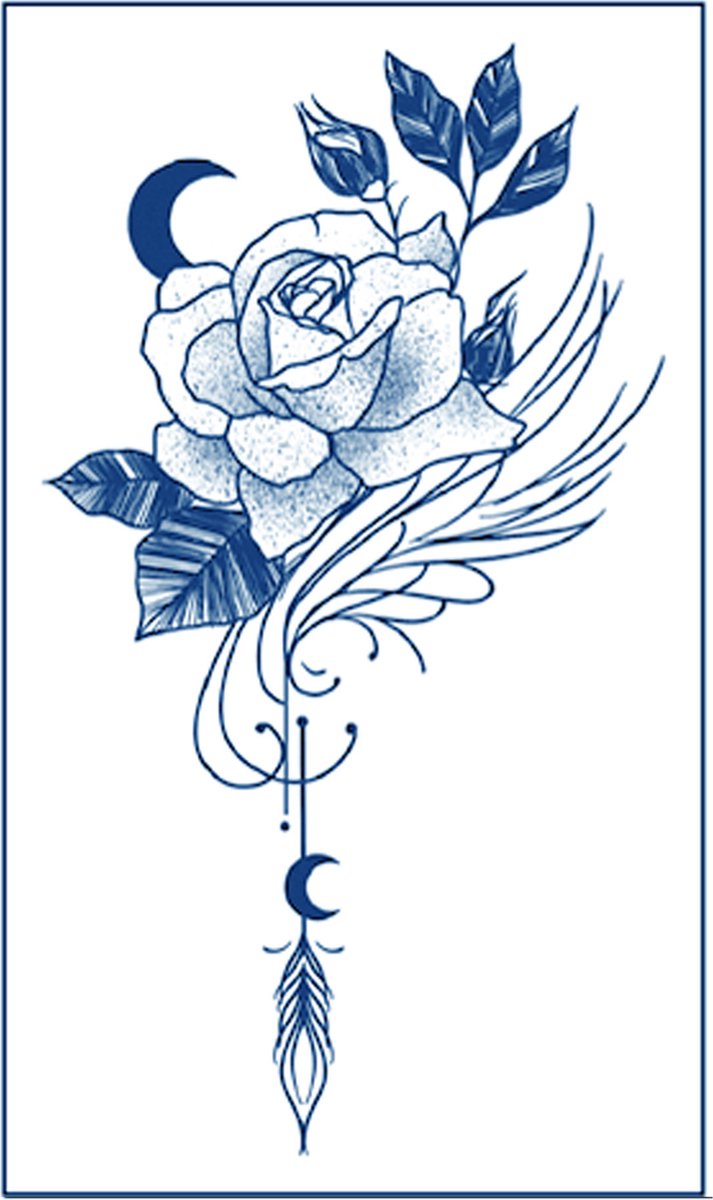 Jagua Henna neptattoo- Bloemen en veren- Carnaval-Tijdelijke plak tattoo-Nep tatoeage-FST262