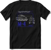 M4 Sherman leger T-Shirt | Unisex Army Tank Kleding | Dames / Heren Tanks ww2 shirt | Blueprint | Grappig bouwpakket Cadeau - Zwart - XXL