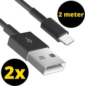 2x Oplader kabel 2 meter geschikt voor iPhone - Zwart - Kabel geschikt voor lightning- Oplaadkabel - USB kabel - Lader kabel