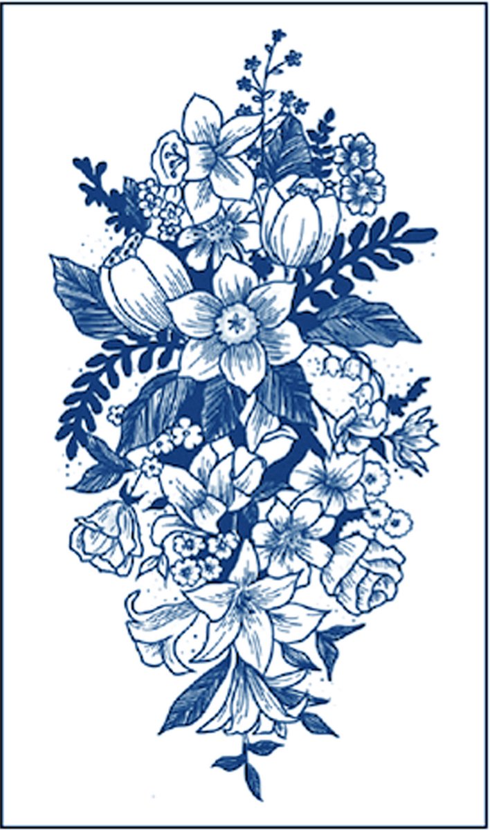 Jagua Henna neptattoo- Bloemen en bladen 1- Carnaval-Tijdelijke plak tattoo-Nep tatoeage-FST247