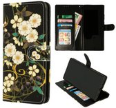 Samsung A52-book-case-zwart met bloemen