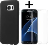 Foonig Silicone Hoesje Zwart + Screenprotector - Geschikt Voor Samsung Galaxy S7