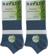 Navata Bamboe Sneaker Sokken - Jeans Blauw - Maat 39-42 - 4 Paar - Naadloos en Zacht