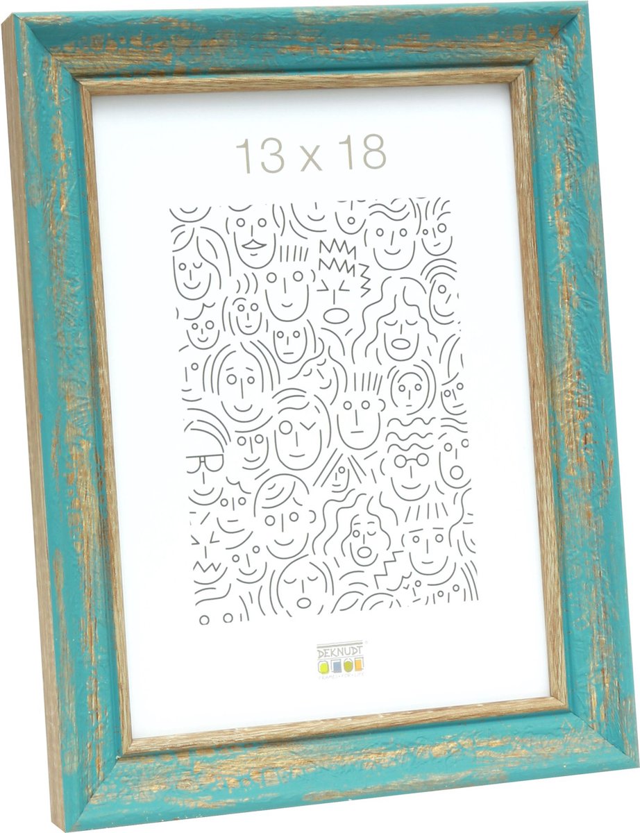 Deknudt Frames fotolijst S46TG6 - turkoois verweerd hout - 13x18 cm