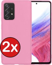 Samsung Galaxy A53 Hoesje Siliconen Case Cover - Samsung A53 Hoesje Cover Hoes Siliconen - Licht Roze - 2 PACK