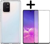 Foonig Silicone Hoesje Transparant + Screenprotector - Geschikt Voor Samsung Galaxy S10 Lite