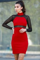 HASVEL-Rood Mini jurk Dames - Maat M-Galajurk-Avondjurk-HASVEL-Red Mini Dress Women - Size M-Prom Dress-Evening Dress