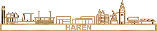 Skyline eikenhout Haren - 90cm - Décoration murale City Shapes