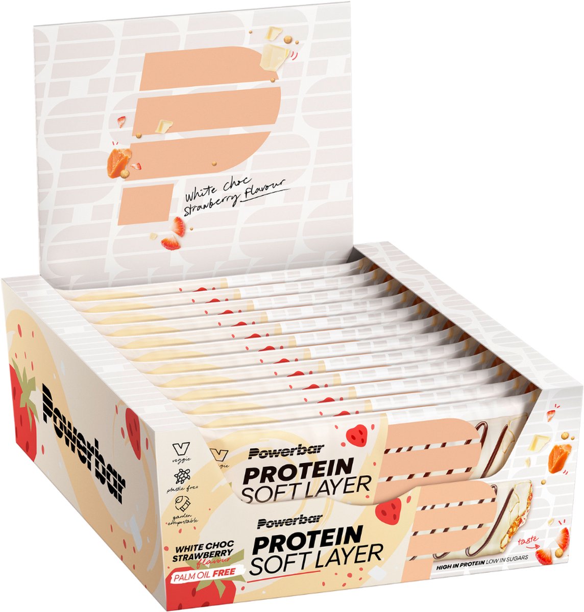 Goedkoopste Powerbar eiwitrepen | Protein Soft Layer | White Chocolate Strawberry - 12x40g