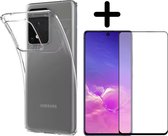 Foonig Silicone Hoesje Transparant + Screenprotector - Geschikt Voor Samsung Galaxy S20