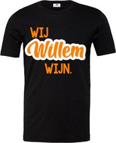 Koningsdag T-shirt-Wij Willem wijn-oranje-Maat L