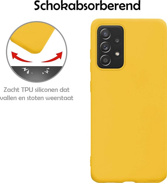 Coque Samsung A53 avec 2x protections d'écran - Coque Samsung Galaxy A53 - Coque Samsung A53 en Siliconen avec 2x protections d'écran - Jaune